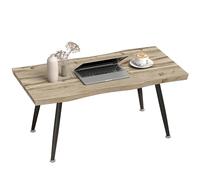 HOMCOM Table Basse, Table d'appoint Moderne avec Pieds en Acier et Plateau épais de 4 cm, pour Salon Bureau Chambre, 100 x 50 x 45 cm, chêne et Noir