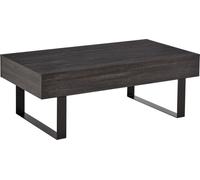 HOMCOM Table basse table d'appoint table de salon table de télévision table basse avec tiroir étagères structure acier stable montage simple moderne bois panneau de particules métal gris foncé 110x60x