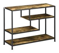HomCom Table console d'entrée style industriel 4 niveaux 3 étagères acier aspect bois 99,6×33,6×74cm