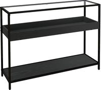 HOMCOM Console avec 2 étagères, Meuble Table de couloir avec plateau en verre, console de couloir, étagère à chaussures pour couloir, entrée, acier, noir, 100 x 30 x 78 cm