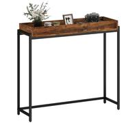 HOMCOM Table Console avec rambarde 100x30x91cm Marron Rustique | Table d'appoint avec cadre métal, table de canapé, petite table d'exposition, pour petit espace, entrée, couloir, salon