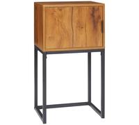HOMCOM Table Console avec tiroir 40x30x76cm Naturel | Table d'appoint design industriel, cadre en acier, table de présentation pour entrée et salon.
