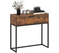 HOMCOM Table console avec tiroir, table d'appoint au design industriel avec cadre en acier, table d'exposition pour couloir, salon, 80 x 30 x 76 cm, marron rustique