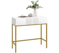 HOMCOM Table Console, Console Meuble, avec 2 tiroirs, Base en Acier, Pieds antidérapants, pour entrée, Salon, Blanc