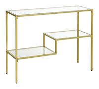 HOMCOM Table Console d'entrée 3 étagères, 100x32x76 cm, Or | Acier et verre trempé