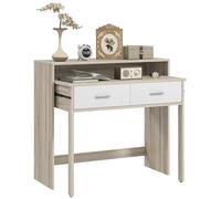 HOMCOM Table Console d'entrée avec Plateau Coulissant et 2 tiroirs, Table de Couloir avec Rangement pour Salon, entrée, Chambre, 95l x 35P x 87H cm, Aspect chêne