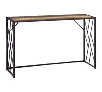 HOMCOM Table console d'entrée de style industriel, meuble vintage en acier et bois, 120 x 35 x 75 cm, marron