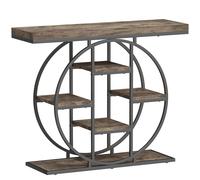 HOMCOM Table Console d'Entrée Meuble d'Entrée Industrielle 6 Étagères Rangement Plateau 4cm 100 x 30 x 81,5cm Marron Rustique