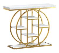 HOMCOM Table Console d'Entrée Meuble d'Entrée Industrielle 6 Étagères Rangement Plateau 4cm 100 x 30 x 81,5cm Blanc