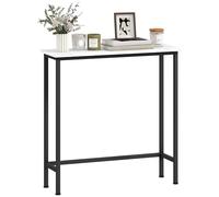 HOMCOM Table Console d'entrée Moderne avec Plateau en marbre et Pieds réglables, Table d'entrée en aggloméré et métal, 75x24x76 cm, Noir et Blanc