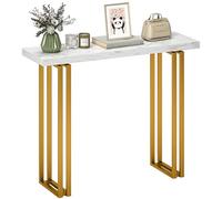 HOMCOM Table Console d'entrée Moderne en Acier avec Plateau Imitation marbre, Console Meuble Bout de canapé pour Salon, Style Fin et élégant, 100 x 30 x 78,5 cm, Blanc et Or