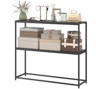HOMCOM Table Console en Acier 2 Étagères Design Moderne pour Salon Entrée Couloir 100 x 30 x 87 cm Noir