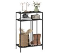 HOMCOM Table Console étroite à 3 Niveaux 55x30x85 cm Noir | Table d'appoint, cadre en métal, design industriel, pour salon