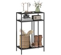 HOMCOM Table console étroite à 3 niveaux avec cadre en métal au design industriel pour salon, couloir, 55 x 30 x 85 cm, noir