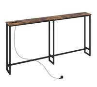 HOMCOM Table Console étroite, Table d'entrée avec Prises de Courant et USB, Bout de canapé Style Industriel, pour entrée Couloir Salon, 160 x 20 x 80 cm, Marron