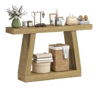 HOMCOM Table Console Ferme 55" Table entrée 2 Niveaux Rangement Chêne | Plateau épaissi, pour couloir, salon, entrée, derrière canapé