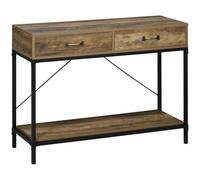HOMCOM Table Console Industriel 100L x 35l x 76H cm Aspect Bois | Bout de Canapé, Cadre En Acier Au Carbone, Montage Facile, 3 Tiroirs, 1 Plateau Aspect Bois, Design Industriel