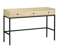 HomCom Console d'entrée 3 tiroirs structure acier effet bois industriel 120×39,8×78 cm Naturel/Noir