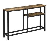 HOMCOM Table Console Table d'entrée Bout de canapé Style Industriel avec étagère inférieure - métal et Aspect Bois 120 x 23 x 75 cm