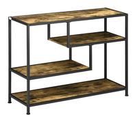 HOMCOM Table Console Table d'entrée Bout de canapé Style Industriel avec 4 Niveaux de Rangement 3 étagères inférieures - Acier et Aspect Bois 99,6 x 33,6 x 74 cm