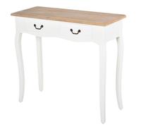 HomCom Table console style mexicain 2 tiroirs 87x34x78 cm MDF bois massif pin clair blanc