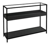 HOMCOM Console avec 2 étagères, Meuble Table de couloir avec plateau en verre, console de couloir, étagère à chaussures pour couloir, entrée, acier, noir, 100 x 30 x 78 cm