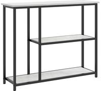 HOMCOM Table console, table d'entrée à 2 niveaux, étagère sur pied, table d'appoint, table basse avec protection anti-basculement pour le salon, le couloir, acier, blanc, 100 x 30 x 80 cm