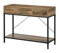 HOMCOM Table Console Table d'Entrée Acier 100 x 35 x 76,5 cm Marron Clair