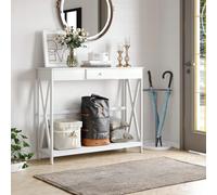 HOMCOM Table Console Table d'entrée avec 1 tiroir + 1 étagère dim. 100L x 30l x 81H cm en bois Blanc Description:Cette splendide console pour entrée style table de drapier néo-rétro sera le mobilier i