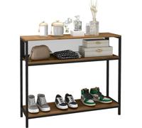 HOMCOM Table console, table d'entrée avec 2 étagères, console d'entrée avec protection anti-basculement, étagère à chaussures pour entrée, couloir, métal, marron, 100 x 29,5 x 90 cm
