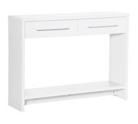HOMCOM Table console table d'entrée bout de canapé avec étagère et 2 tiroirs style moderne - dim. 101,6I x 28P x 76,2H cm - blanc