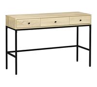 HOMCOM Table Console Table d'entrée Bout de canapé Structure en Acier 3 tiroirs Effet Bois Style Industriel 120 x 39,8 x 78 cm Naturel Noir
