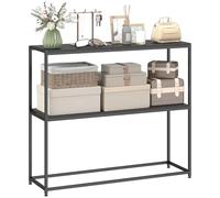 HOMCOM Table Console, Table d'Entrée, Cadre en Acier, 2 Étagères, Design Moderne, pour Salon, Entrée, Couloir, 100 x 30 x 87 cm, Noir