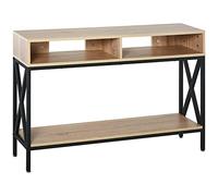 HOMCOM Table console d'entrée industrielle multi-rangements 120 x 23,5 x 75 cm Bois chêne
