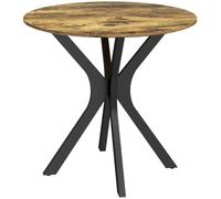 HOMCOM Table Cuisine Ronde 78x78 cm pour 2 Marron Rustique | Table à manger, base en acier araignée, table basse, pour cuisine, salle à manger, salon