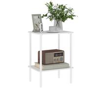 HOMCOM Table d'appoint 2 Niveaux Cadre en métal 40x30x52,2 cm Blanc