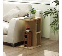 HOMCOM Table d'appoint 3 niveaux en forme de C avec 2 compartiments ouverts, 40 x 29,8 x 60 cm, chêne