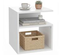 HOMCOM Table d'Appoint 3 Niveaux Étagères Ouvertes 35 x 35 x 41,5 cm Blanc | Table Basse Moderne, pour Salon, Chambre ou Bureau