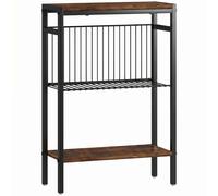 HOMCOM Table d'appoint à 3 plateaux, petite table de chevet avec cadre en métal, Marron rustique pour salon