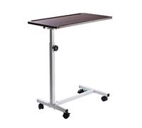 HOMCOM Table d'appoint à roulettes pour canapé et lit Hauteur réglable et cadre en acier 77x40x76-100 cm Noyer foncé