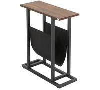 HOMCOM Table d'appoint Bout de canapé Table d'entrée avec Porte-revues strucuture en Acier Design Industriel - 49 x 19 x 55 cm Noir Marron foncé