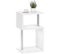 HOMCOM Table d'appoint avec 3 Niveaux d'éclairage LED Table d'appoint Moderne avec étagères Ouvertes en Forme de S et Cadre en Aluminium pour Salon Chambre 44x38x75 cm Blanc Brillant