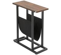 HomCom - Table d'appoint bout de canapé - Porte-revues, acier - 49×19×55 cm noir/marron foncé