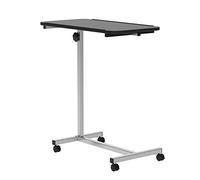 HOMCOM Table d'appoint avec roulettes, table pour canapé et lit, hauteur réglable et cadre en acier, pour chambre, salon, bureau, 77 x 40 x 76-100 cm, noir et argent