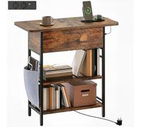 HOMCOM Table d'Appoint avec Station de Charge 60x29,8x58,5 cm Brun Rustique
