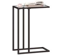 HOMCOM Table d'appoint, Bout de canapé en Forme de C avec Plateau en Verre trempé, Cadre en Acier, Table Basse pour Salon, Chambre, 46 x 25 x 63,5 cm, chêne