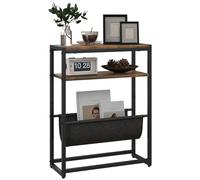 HomCom Table d'appoint bout de canapé – étagère & porte‑revues, 43×18×56 cm, noir/marron foncé