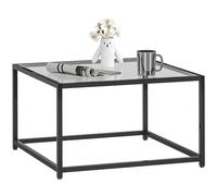 HOMCOM Table d'appoint carrée Verre trempé 68x68x39cm Noir