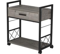 HOMCOM Table d'appoint Chariot de service à roulettes Chariot de cuisine Table basse avec tiroir Tablette Sideboard mobile Gris Panneau de particules 60 x 30 x 65 cm