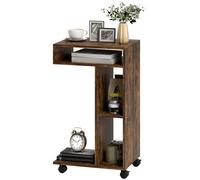 HOMCOM Table d'appoint, chariot en C, 4 roulettes, 3 compartiments, 40 x 30 x 69 cm, Brun rustique